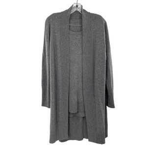 Akris Gray Cashmere Wool Knit Long Cardigan Sweater Tunic Top Set